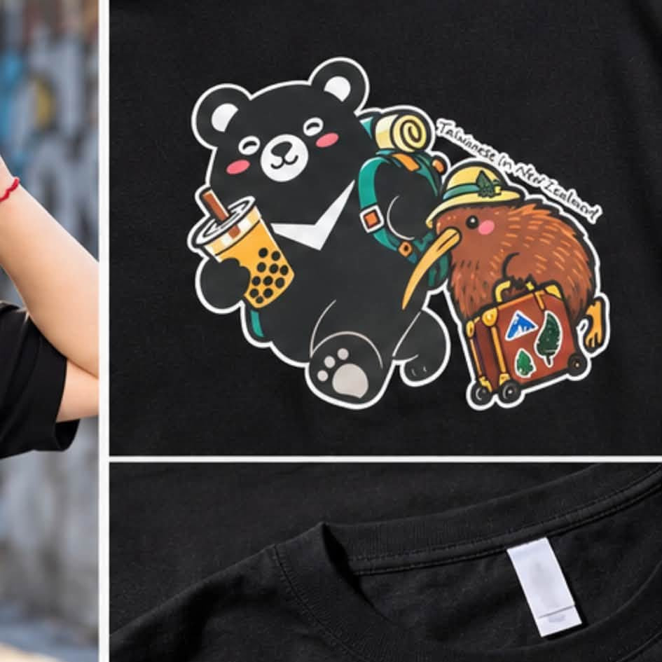 【第一批預購】B款｜台灣黑熊 × Kiwi旅行趣 兒童 T-shirt（2–16）