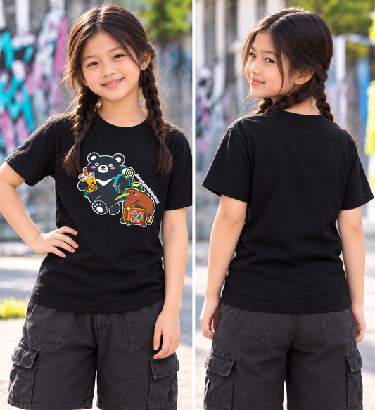 【第一批預購】B款｜台灣黑熊 × Kiwi旅行趣 兒童 T-shirt（2–16）